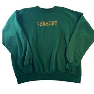 Vntg Hanes ComfortBlend Vermont Embroidered Sweatshirt Forest Green Crewneck 2XL
